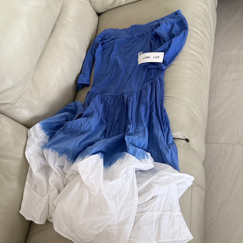 Luna Luz Blue and White Dress